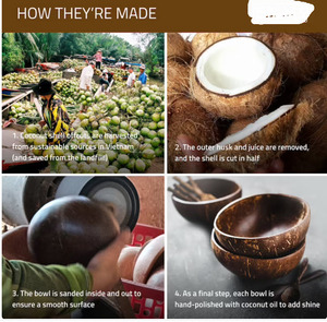 Bols de noix de coco du Vietnam, bols en pierre naturelle incrustée de perles, vente en gros - Product Image 5
