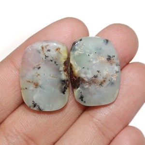 Paire de Cabochons de Chrysoprase Australienne Bio Naturelle 17x23MM à 17x24MM Goutte Forme Gemmes Fine Qualité Cristal Emeraude pour Collier - Product Image 4