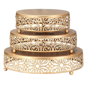 Support à gâteau rond en métal pour gâteau, accessoires de décoration de Table, plaqué or, poudre, fait à la main, pour mariage, fantaisie - Product Image 1