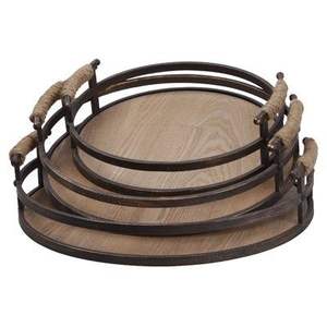 Plateau de service à dessert en fer et en bois fait à la main forme personnalisée plateau de service à dessert pour les meilleures ventes - Product Image 6