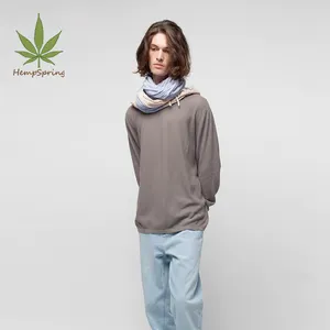 HempSpring long sleeve t shirt hemp fabric tshirt eco friendly clothing Hemp Cotton tee hemp manufacturer Men's Clothing