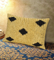 Housse de coussin géométrique en crochet de raphia fait main de haute qualité, écologique, pour salon, bureau, hôpital et chambre à coucher