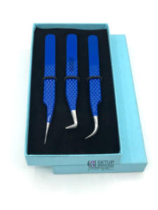 แหนบต่อขนตาแบบโค้งตรงสีฟ้าเครื่องมือความงามทำจากสเตนเลส - Product Image 5