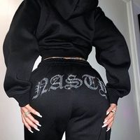 Survêtements d'hiver grande taille pour femmes enceintes, avec logo personnalisé, pantalons de jogging et sweats à capuche ornés de strass
