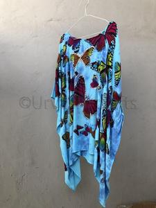 Jolie robe en soie bleue avec imprimé papillon, Kaftan de plage, Sexy, vente en gros, offre spéciale, collection - Product Image 4