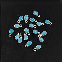 Pendentifs à monture en or blanc, Turquoise, forme petite, ovale, 4x6mm, offre spéciale