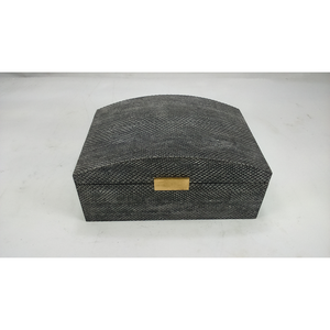 DAPHOCO Vietnam Origin Light Grey Lovy Color 0097 MDF Core Resin Faux Shagreen Brass <b>Lock</b> Jewellery <b>Box</b> - Product Image 4