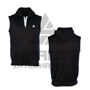Hot Selling Sporty Gym Wear <b>Hoodie</b> <b>Men's</b> <b>Sleeveless</b> Custom Printing logo Lightweight <b>Sleeveless</b> Gym <b>Hoodie</b> - Product Image 3