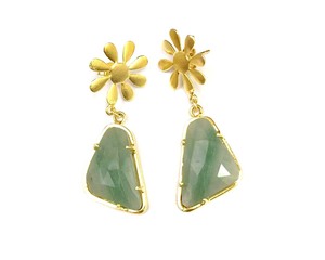 Vente chaude Amazonite Plaqué Or Pierres Précieuses Boucles D'oreilles Ensemble À La Mode Bijoux Faits À La Main Pour Les Femmes Plaqué Or Boucle D'oreille - Product Image 2