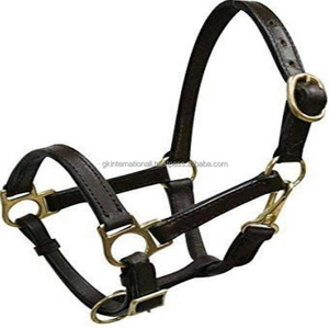 Caballo de cuero de alta calidad con cuello halter en negro o marrón, cuero prémium con hebilla doble de latón sólido en Corona, tamaños personalizados - Product Image 2