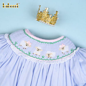 Vestido Azul Casual de Primavera para Niña con Cuello Redondo y Bordado a Mano - ODM Infantil 100% Algodón Certificado OEKO-TEX BB1960 - Product Image 2