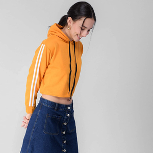 Top corto de lana de punto con capucha y estampado personalizado de alta calidad para mujer - Product Image 3