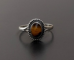 Anillo de declaración de piedras preciosas de ojo de tigre ovalado 6x8 Ajuste de bisel de plata esterlina 925 para aniversario - Product Image 3