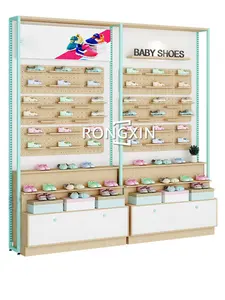 Estante de exibição estante de madeira, prateleira para armazenar roupas infantis loja interior varejo