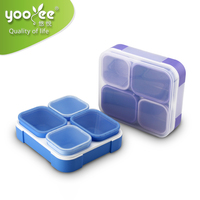 Boîte à déjeuner rangement Bento, Bento en silicone boîtes de rangement pour adultes, bac alimentaire, Rectangle sans BPA, étanchéité des fuites, 4 compartiments