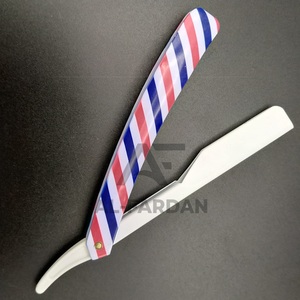 Maquinilla de afeitar de peluquero de acero inoxidable con mango de plástico desechable de una sola hoja con logotipo personalizado con uso de impresión de poste para la cara - Product Image 2