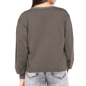 Ropa activa personalizada de alta calidad para mujer Sudaderas cortas transpirables con cuello redondo Frente Último diseño Color liso para invierno - Product Image 3