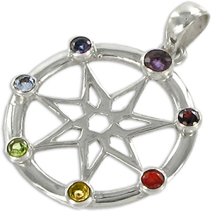 จักระดาวหลายพลอย925จี้เงิน - Product Image 1