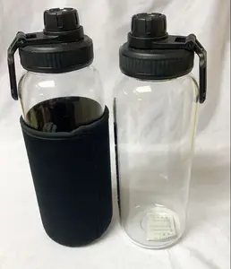 1000ml Portable Glass Drink Bottle With bottle cover
