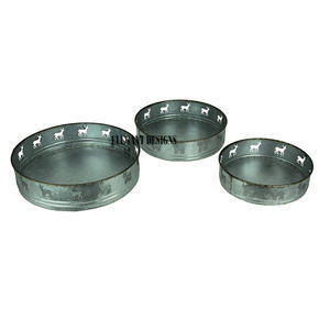Bandeja de servicio galvanizada recubierta de polvo negro de nuevo diseñador, el mejor plato para servir, juego de dos platos de servicio galvanizados Vintage - Product Image 3