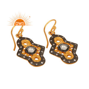 ต่างหูชุบทองทำด้วยมือผู้ผลิตเครื่องประดับเงินผู้ผลิตเครื่องประดับอัญมณีเซอร์โคเนียลูกบาศก์ผู้ผลิตเครื่องประดับ - Product Image 2