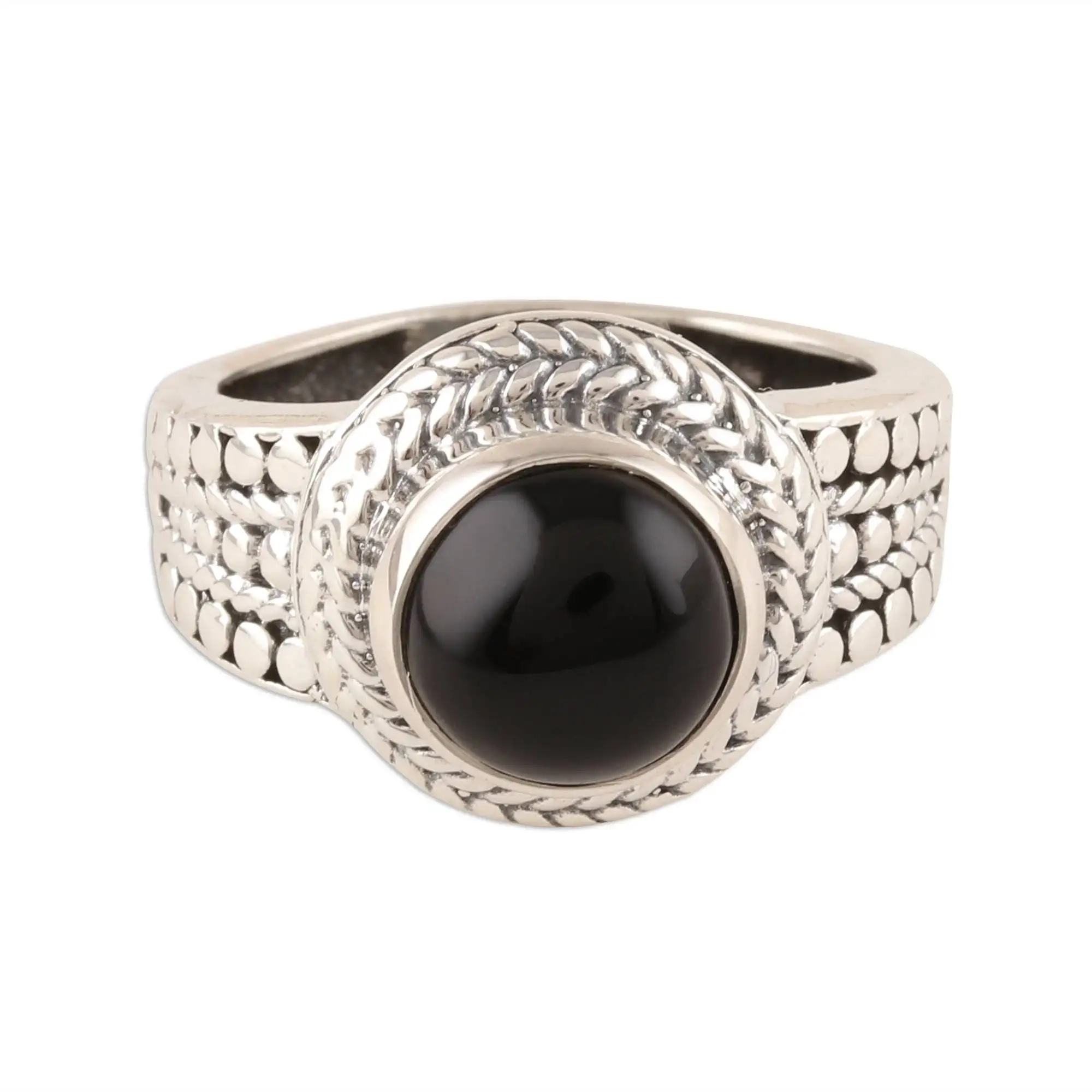 Cincin Onyx Hitam Desain Baru Perhiasan Buatan Tangan Cincin Perak Murni 925 Solid Perhiasan India Cincin Harga Grosir