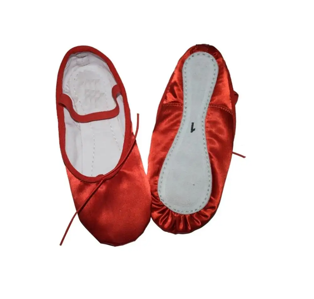 Hot Red Colour Satin ballet pointe toe dance shoes for sale