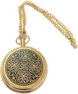 Antique Vintage <b>Pocket</b> <b>Watch</b> with <b>Chain</b> Shambles Wood Box <b>and</b> Brass <b>Chain</b> by Calvin Handicraft Novelty Gifts - Product Image 3