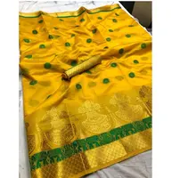 Этническая одежда, сари, индийская одежда для вечеринки, свадебное Мягкое хлопковое Шелковое Сари с блузкой, оптовая цена, Шелковое Сари kanchipuram для дам