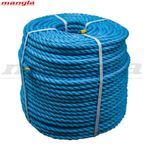 Bán Hàng Nóng PE Dây Thừng Mauritanie Màu Xanh Trắng HDPE 3 Sợi Dây Thừng Nhựa Xoắn Polyethylene Dây Thừng