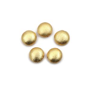 Capuchons de perles en laiton brossé plaqué or de 14 mm de forme ronde - Product Image 1