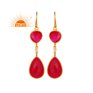 Pendiente colgante de piedras preciosas de Calcedonia Rosa Natural de plata de ley de nuevo diseñador, joyería para mujer, regalo para ella - Product Image 1