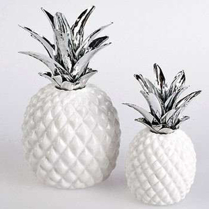 ประติมากรรมผลไม้สับปะรดโลหะสีขาวประติมากรรมผลไม้สับปะรดสีขาวหรูหรา - Product Image 1