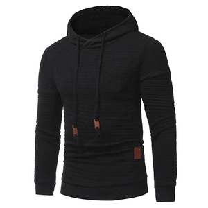 Pull à capuche en molleton noir pour homme, coupe classique, décontracté, manches longues, couleur unie, vêtements d'hiver, écologique - Product Image 1