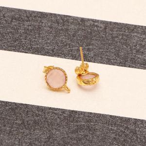 ออกแบบใหม่สีชมพู Chalcedony พลอยต่างหูทองเหลืองเครื่องประดับชุบทองขายส่งแฟชั่นผู้หญิงต่างหูเครื่องประดับสำหรับผู้หญิง - Product Image 3