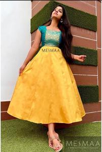 Vestido anarkali de satén de seda suave, nueva colección Anarkali Kurti, con banarasi, funciona por royel export - Product Image 3