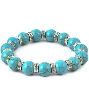 GREEN TURQUOISE STONE <b>BEADED</b> <b>BRACELET</b> FROM TURKEY - Product Image 1