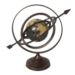 Decoración de Mesa Maximus International, Esfera Armilar de Aluminio, Globo Terráqueo, Reloj Solar, Globo Náutico Marítimo Antiguo, Estilo Art Deco - Product Image 1