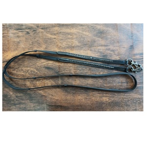 Accesorios Ecuestres Rub International, Riendas de Cuero, Brida Duradera con Hebilla de Latón y Cristal Negro, Equipo de Equitación Portátil - Product Image 1