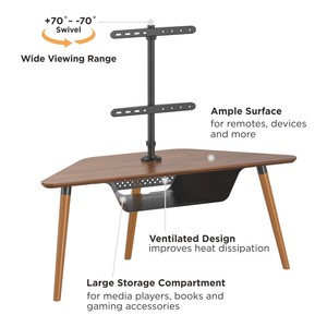 Modern Living Room Furniture Universal Swivel Wooden <strong>TV</strong> <strong>Corner</strong> <strong>Stand</strong> With Large Storage Compartment for 32"-65" <strong>TV</strong> - Product Image 2