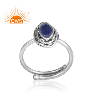 <b>Natural</b> Lapis Gemstone <b>Ring</b> Jewelry Wholesale Marquise Design 925 Sterling Silver Oxidized <b>Ring</b> Wholesaler - Product Image 2