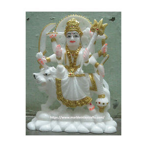 White Italian Marble Durga Maa Statues - Product Image 1