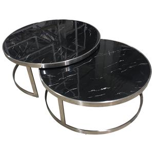 New <b>Round</b> Modern Luxury <b>Black</b> Marble with Texture Adjustable Living Room Iron Marble <b>Coffee</b> <b>Table</b> Multipurpose Sturdy <b>Table</b> - Product Image 1