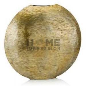 New Surface <b>Texture</b> Handmade Made Top Quality Material Brass Gold Finished Aluminium Cast Oval Design Flower <b>Vase</b> for Table Top - Product Image 1