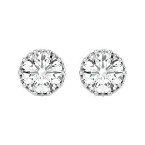 Boucles d'oreilles en diamant véritable de forme brillante ronde à la mode plaqué or blanc pur 14K pour les femmes - Product Image 1