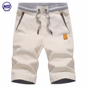 Short de bain en coton décontracté solide pour hommes 2021 Short de plage d'été à taille élastique avec cordon de serrage avec logo personnalisé - Product Image 4