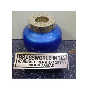Recuerdo de latón con luz de té, urna de cremación de mascotas, suministros funerarios de Brassworld, India - Product Image 1
