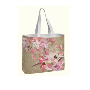 Custom Eco Blue Color 100% Organic Cotton Gots Certificate Handle Trendy With <b>Plain</b> <b>Canvas</b> Reusable Beach Cotton <b>Bags</b> for Women - Product Image 5