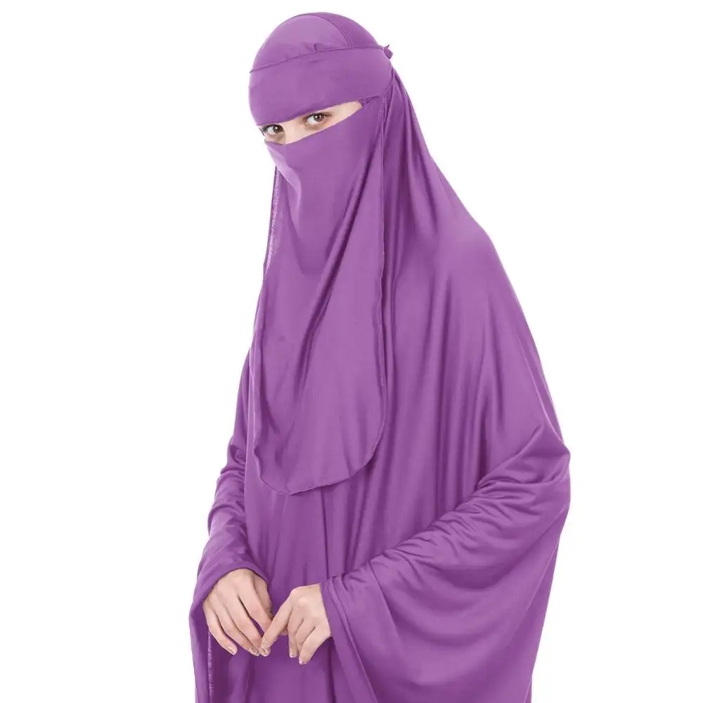 Burka Niqab Wanita Muslim, Jilbab Amira Panjang 2 Set dengan Penutup Wajah