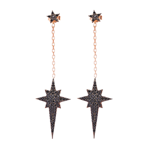การออกแบบที่เรียบง่ายแจ็คเก็ตหู North Star สีดำเพทายหินตุรกีแฮนด์เมดขายส่ง925ต่างหูเงิน - Product Image 1
